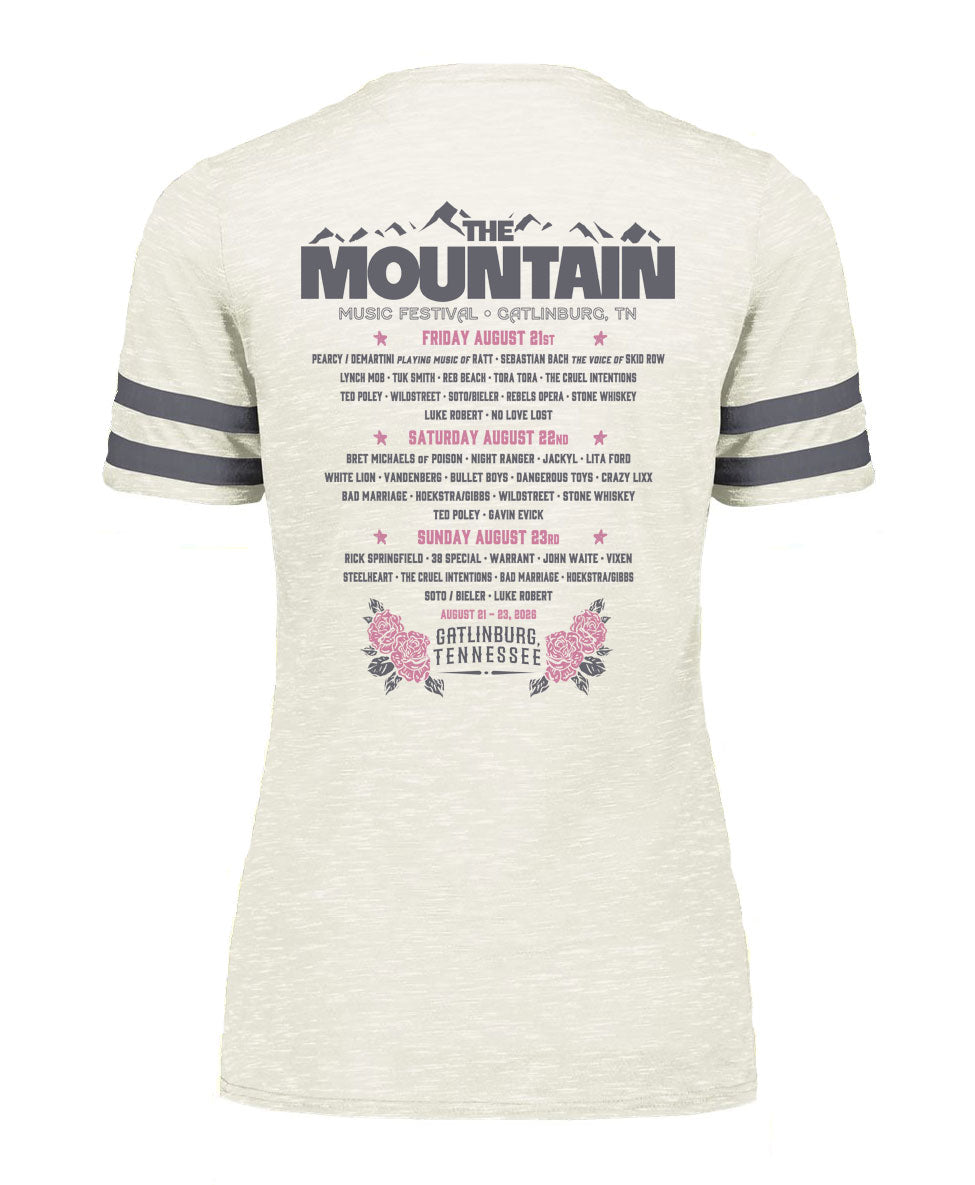 2026 The Mountain Music Festival Ladies Eagle Print V-Neck Tee