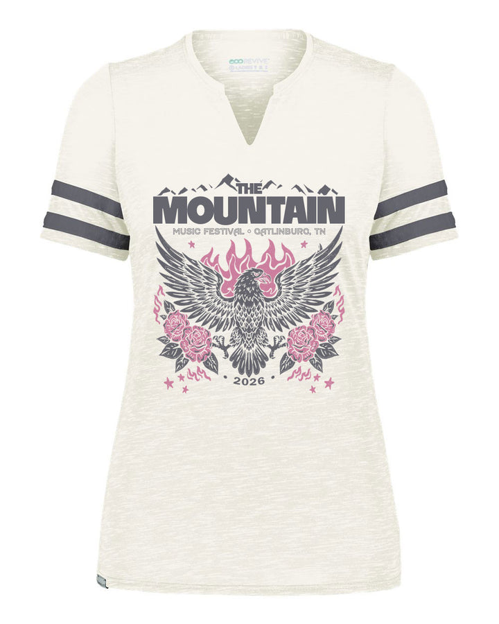 2026 The Mountain Music Festival Ladies Eagle Print V-Neck Tee